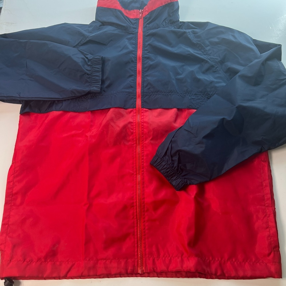 Vtg Men's Rain Jacket Size M Medium Red Blue Lightweight Zip-Up